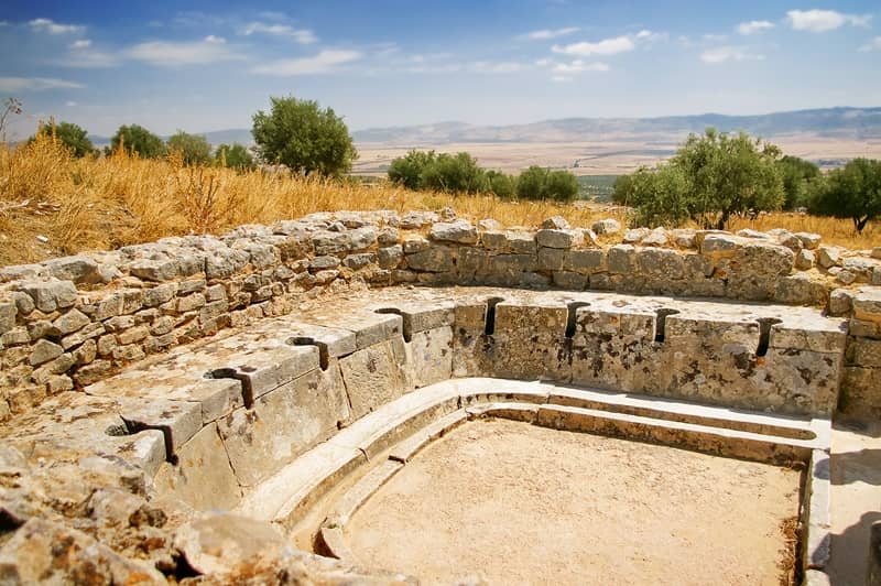 Ancient public toilet. Dougga, Roman Ruins. Tunisia.-cm